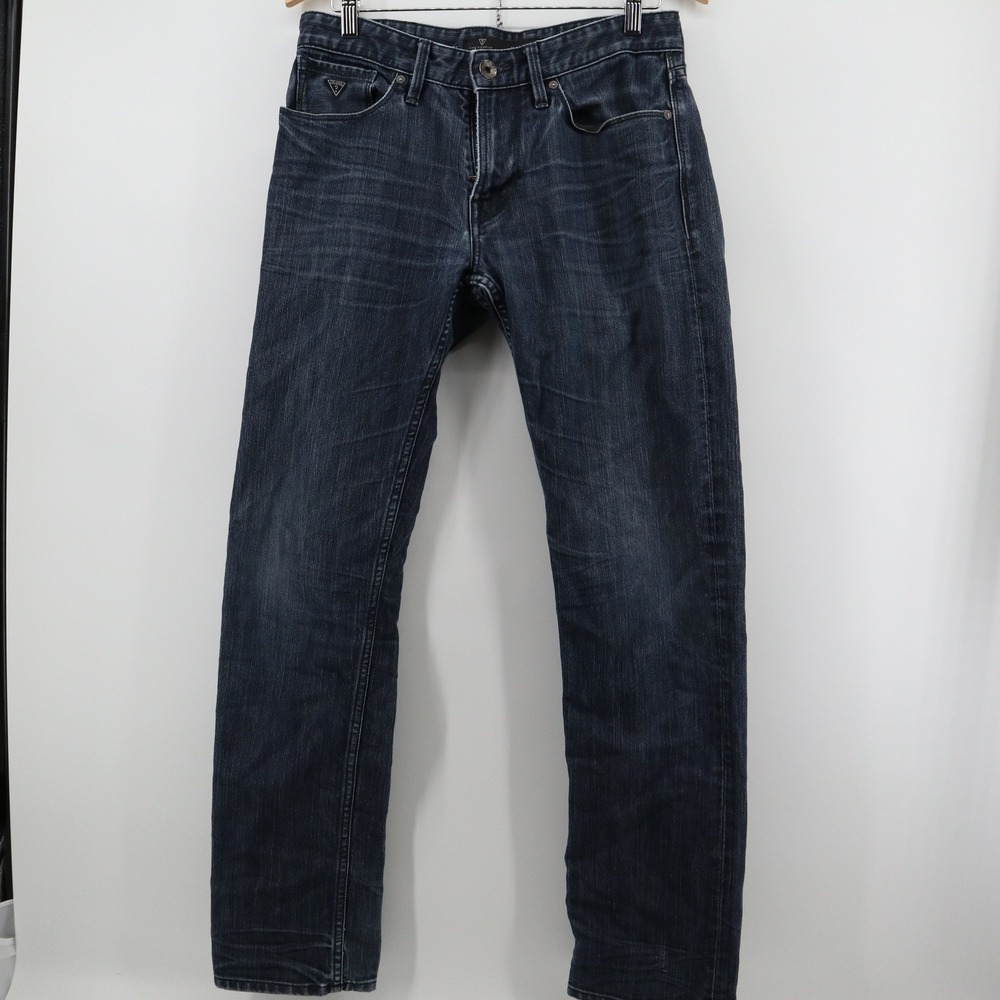 Guess Slim Straight Jeans Mens 31x32 Dark Wash Denim Modern Classic Good